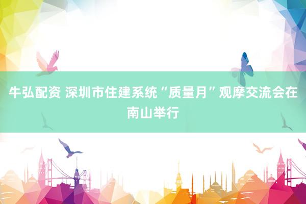 牛弘配资 深圳市住建系统“质量月”观摩交流会在南山举行