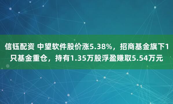 信钰配资 中望软件股价涨5.38%，招商基金旗下1只基金重仓，持有1.35万股浮盈赚取5.54万元